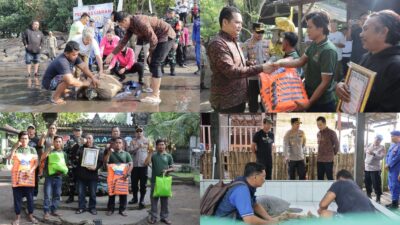 Bupati Kembang Hartawan bersama Kapolres Jembrana Melepasliarkan Lima Penyu Hijau ke Habitat Alamnya