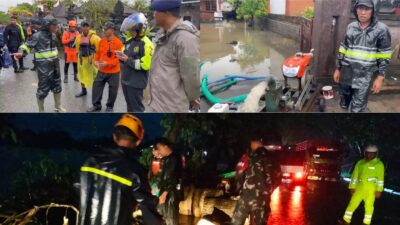 Tim BPBD dan Satpol PP Jembrana Bersama TNI, Polri, Turun ke Lapangan Lakukan Evakuasi Terdampak Banjir